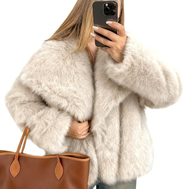 LAURENCE™ - Abrigo corto de piel sintética de moda para otoño e invierno