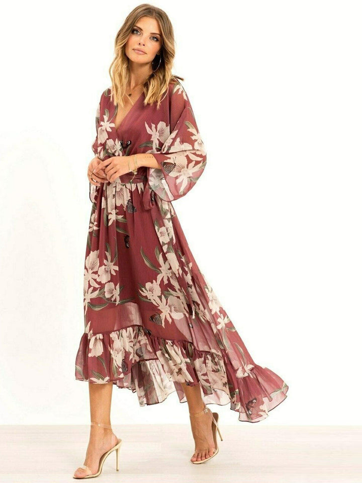 YASMINE™ - Elegante vestido kimono midi