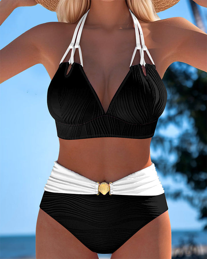 Lilia | Bañador Cintura Alta Bicolor con Tirantes Dobles