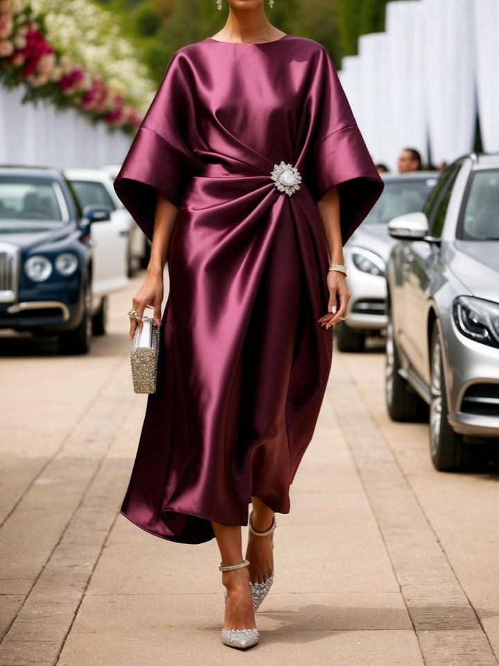 Elena | Vestido largo de satén brillante de lujo
