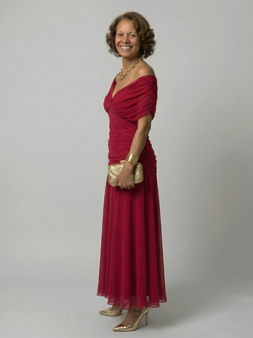 Calen | Vestido midi fluido sin hombros