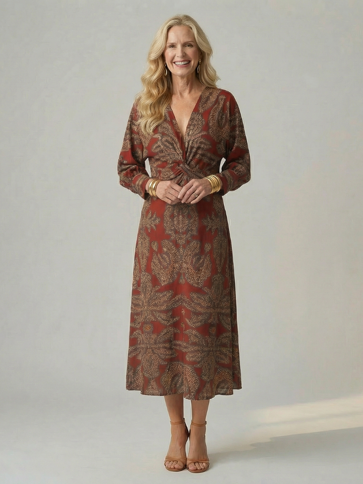 Lune | Vestido midi cruzado natural