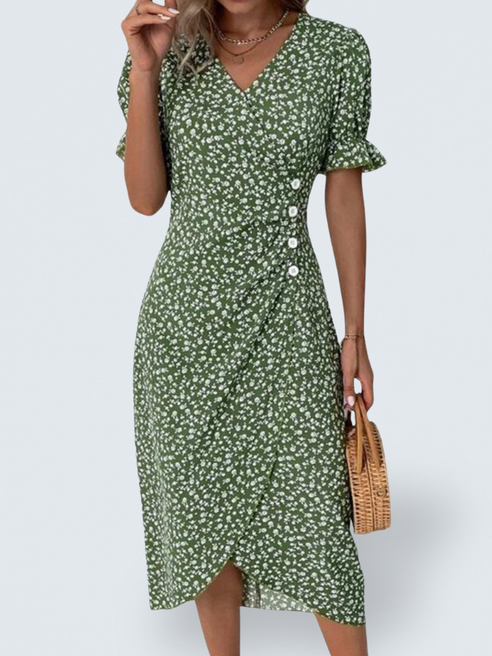 Giselle | Vestido Floral con Cuello en V