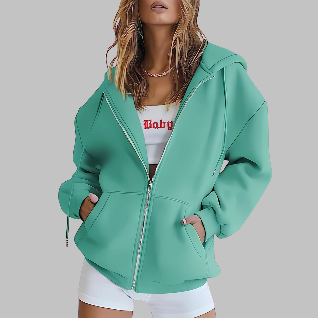 DARA™ - Chaqueta con capucha extragrande con cremallera clásica