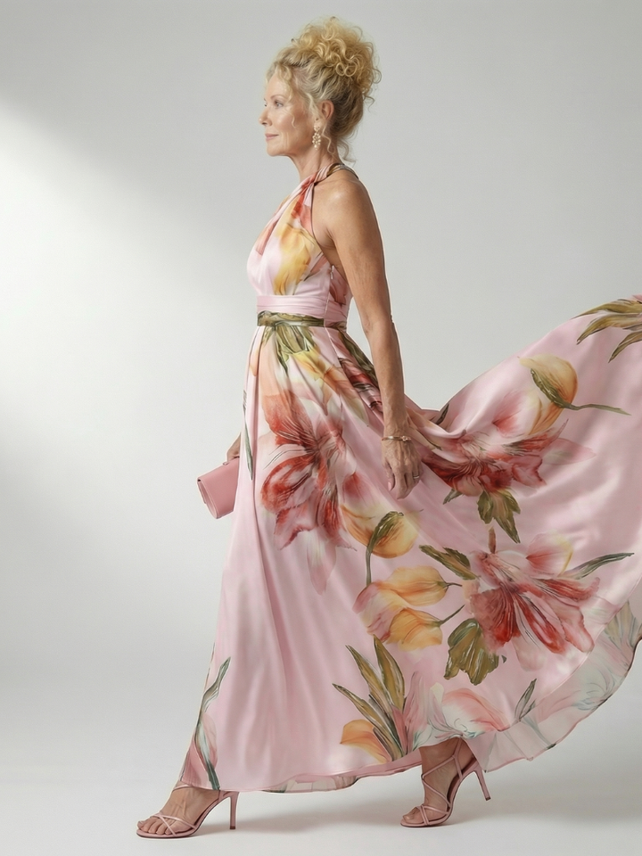 Amiel | Vestido largo floral claro