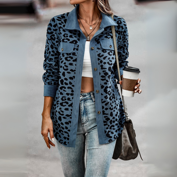 SISI™ - Chaqueta informal con estampado de leopardo y botones delanteros
