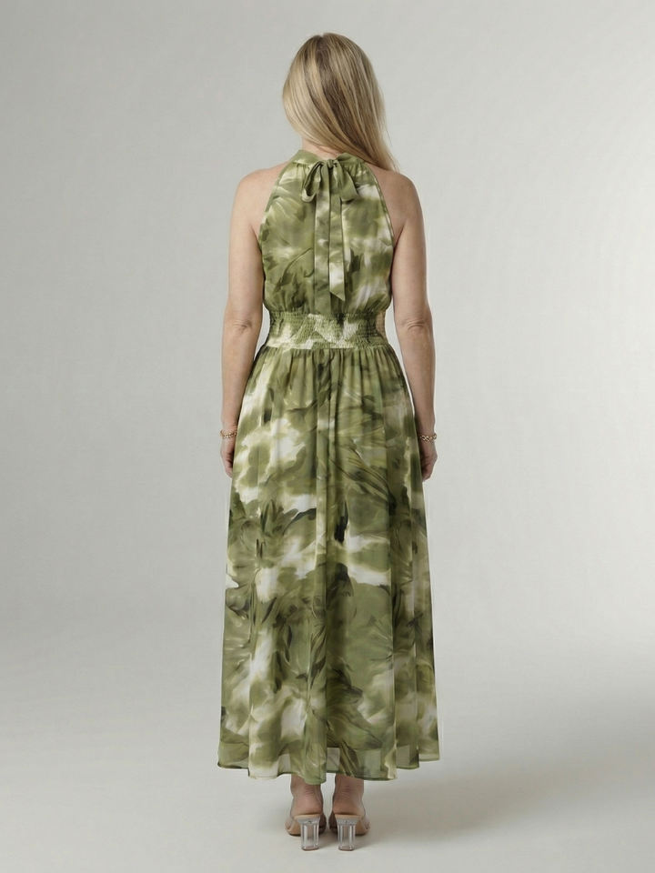 Sylin | Vestido midi fruncido con cuello halter