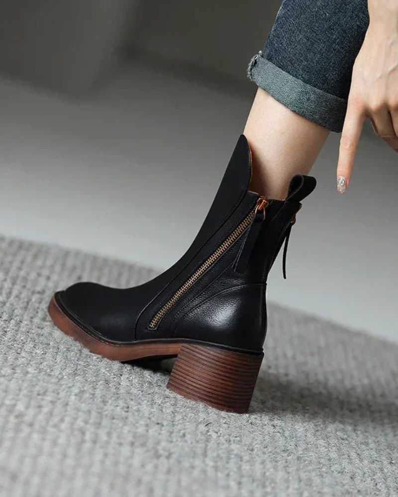 Helara - Botas de cuero negro elegantes y cómodas