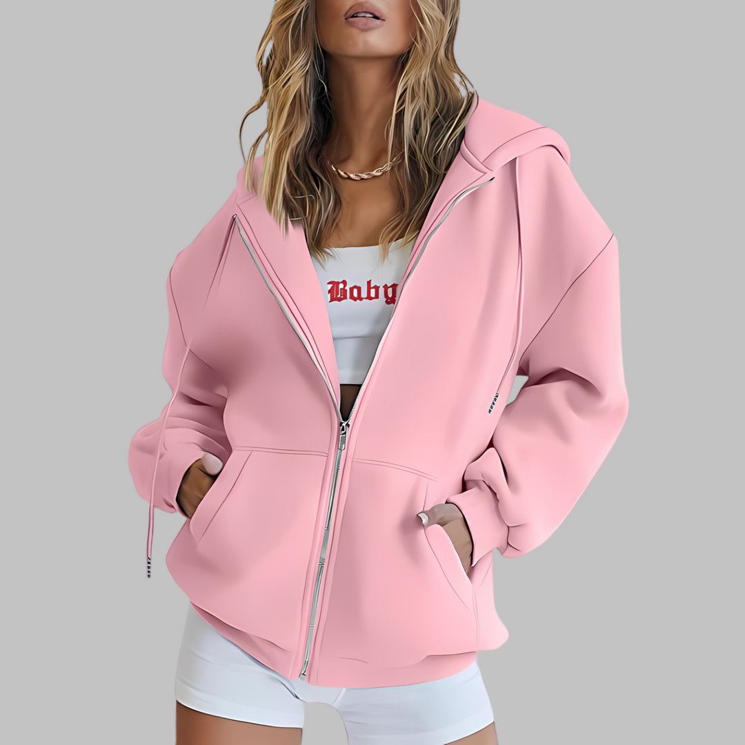 DARA™ - Chaqueta con capucha extragrande con cremallera clásica