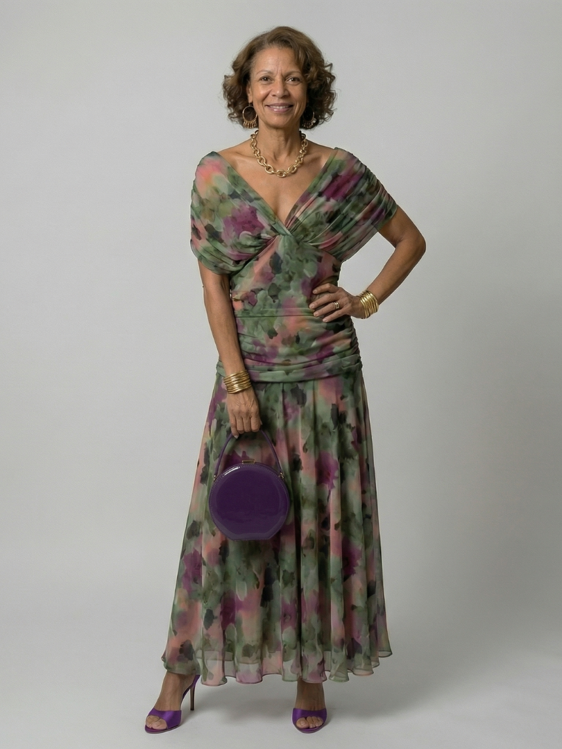 Calen | Vestido midi fluido sin hombros