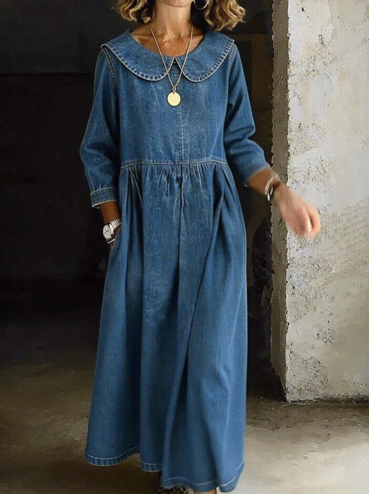 Clara | Vestido Denim Cuello Peter Pan