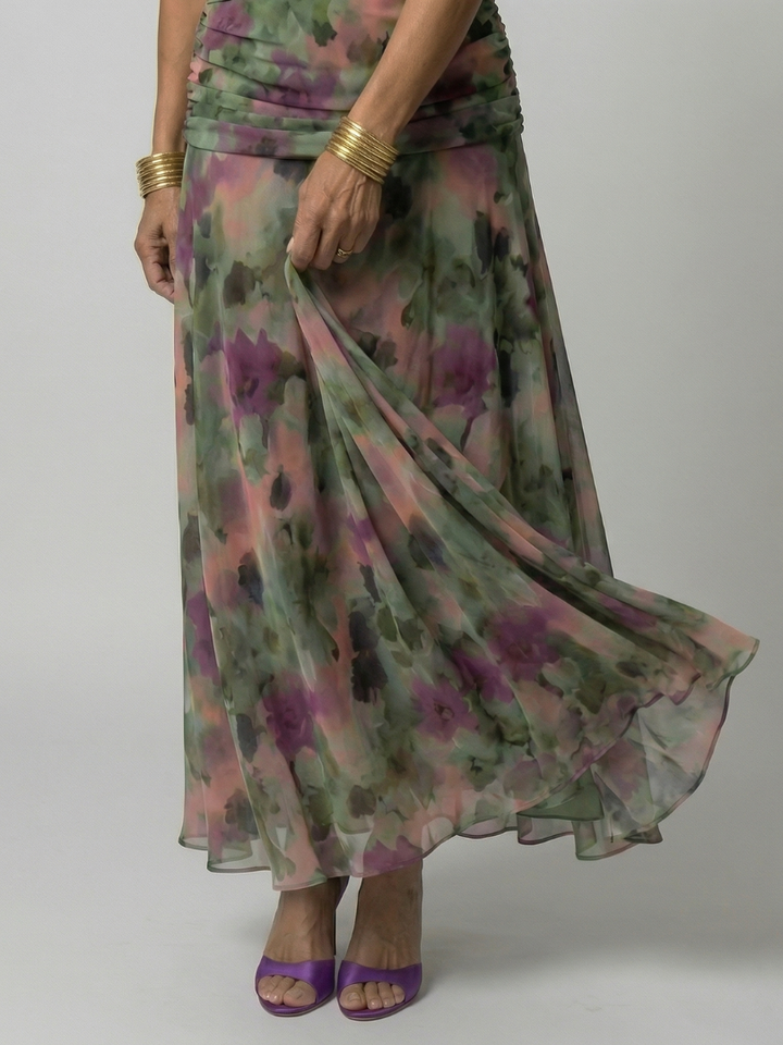 Calen | Vestido midi fluido sin hombros