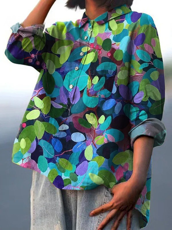 Camiseta informal de mujer estampada "Bosque de verano"