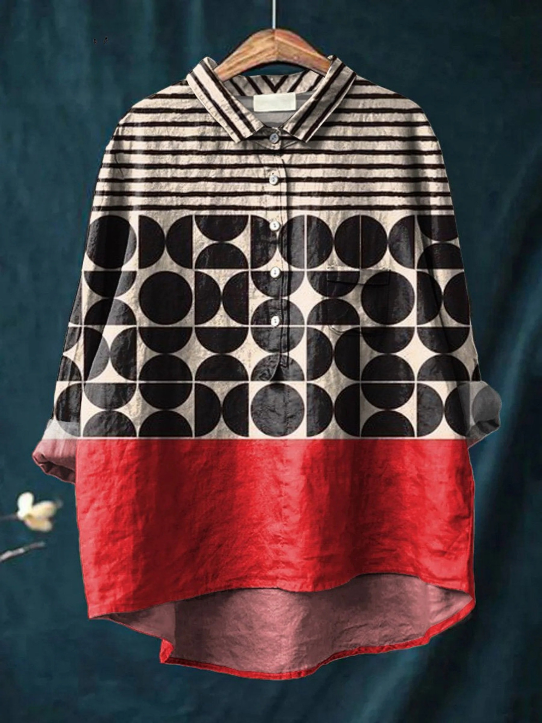 Camisa casual de mujer con estampado de patrón geométrico de Artistry