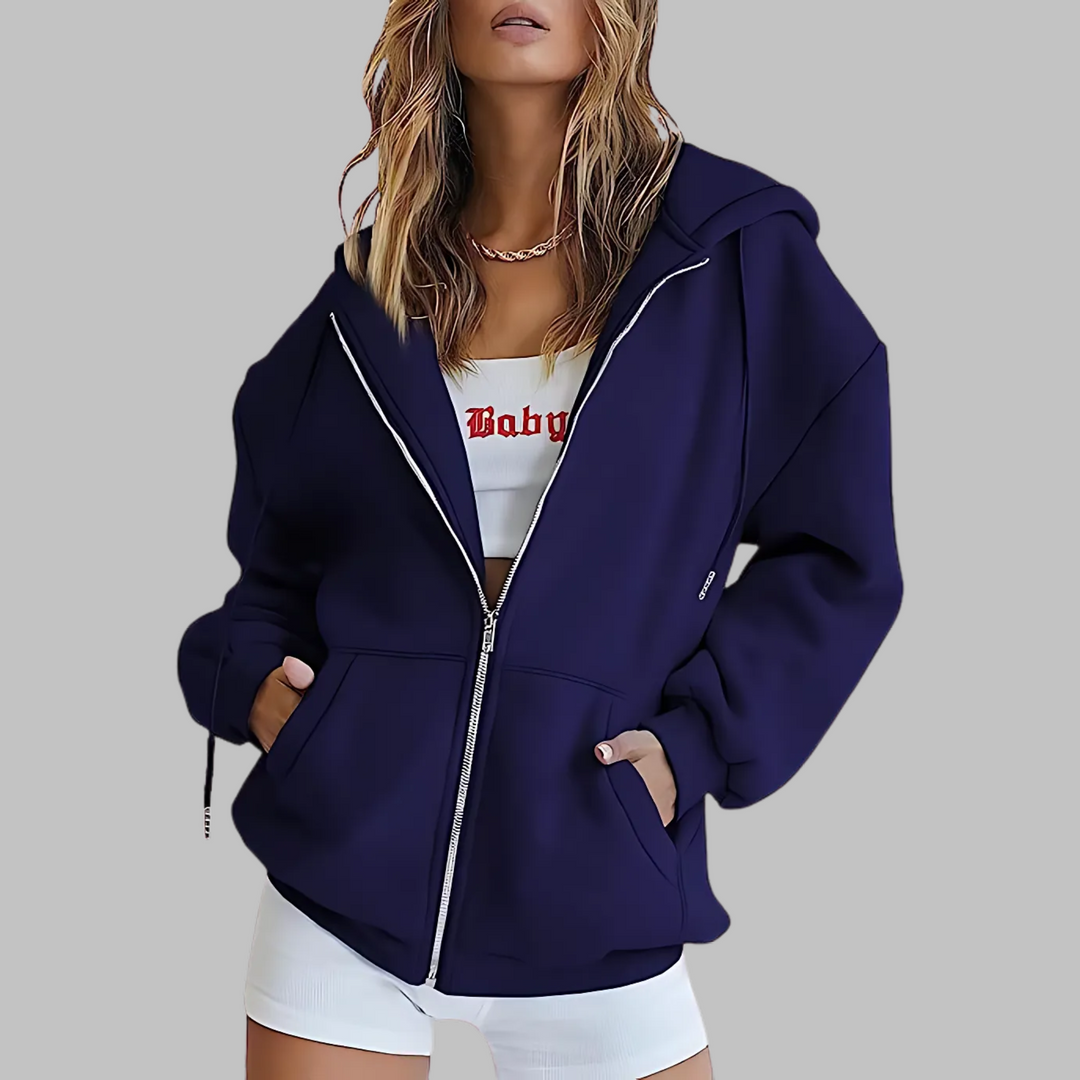 DARA™ - Chaqueta con capucha extragrande con cremallera clásica