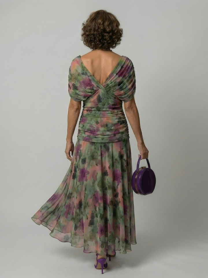 Calen | Vestido midi fluido sin hombros