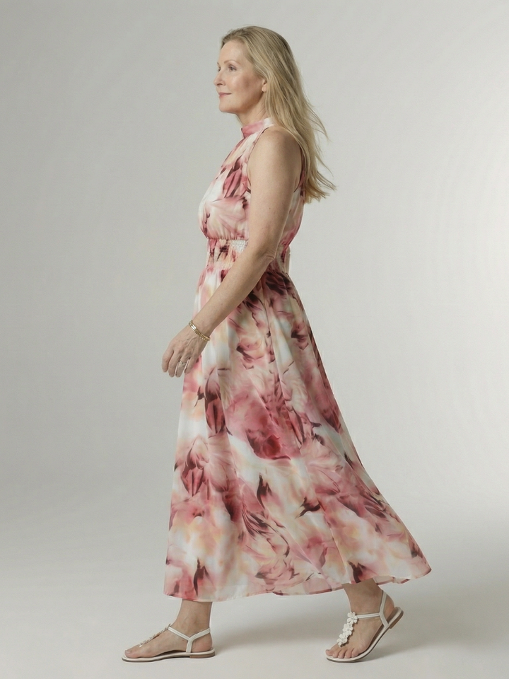 Sylin | Vestido midi fruncido con cuello halter