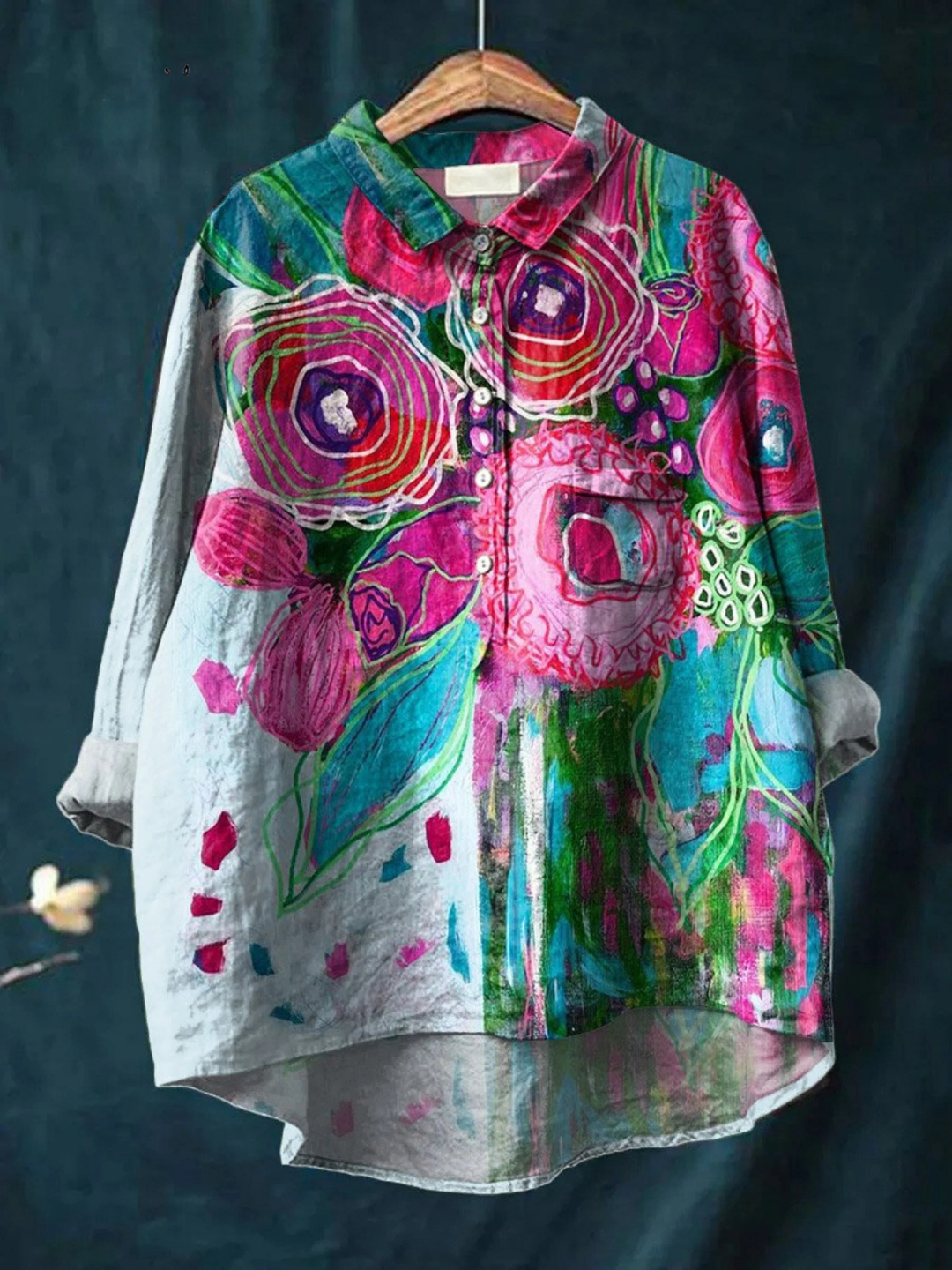 Camisa Informal con Estampado Floral Vintage Encantador