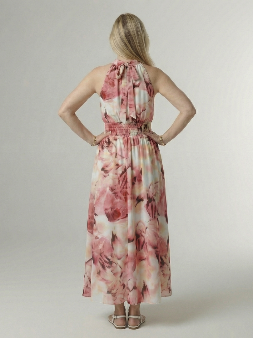 Sylin | Vestido midi fruncido con cuello halter