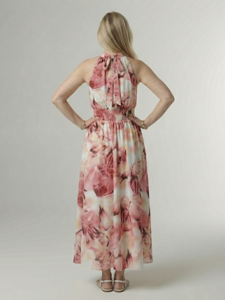 Sylin | Vestido midi fruncido con cuello halter