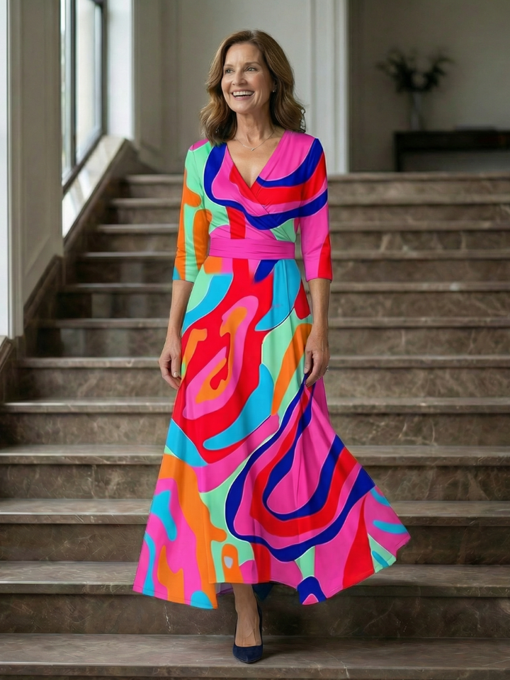 Celine | Vestido midi con cuello cruzado