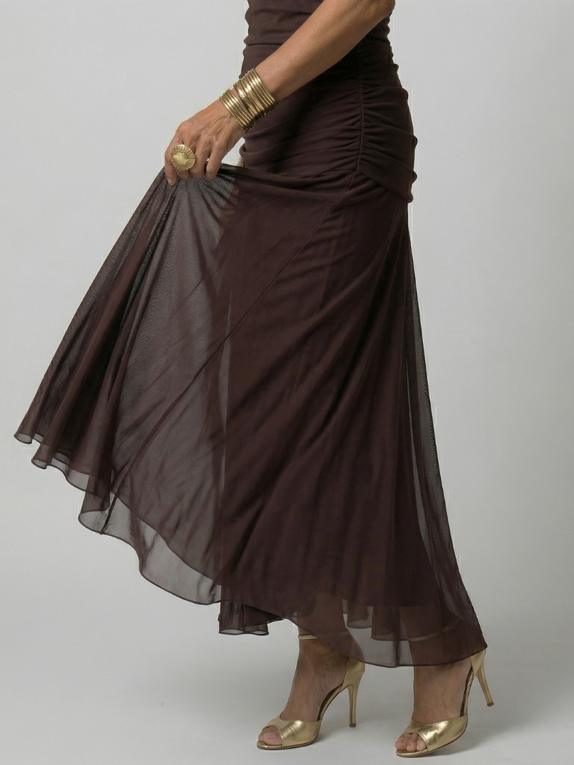 Calen | Vestido midi fluido sin hombros