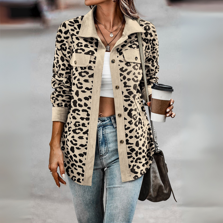 SISI™ - Chaqueta informal con estampado de leopardo y botones delanteros