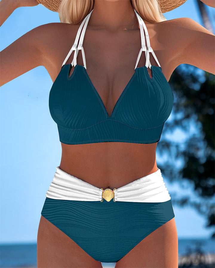 Lilia | Bañador Cintura Alta Bicolor con Tirantes Dobles