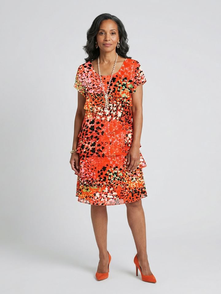 Evania | Vestido hasta la rodilla con capas y motas