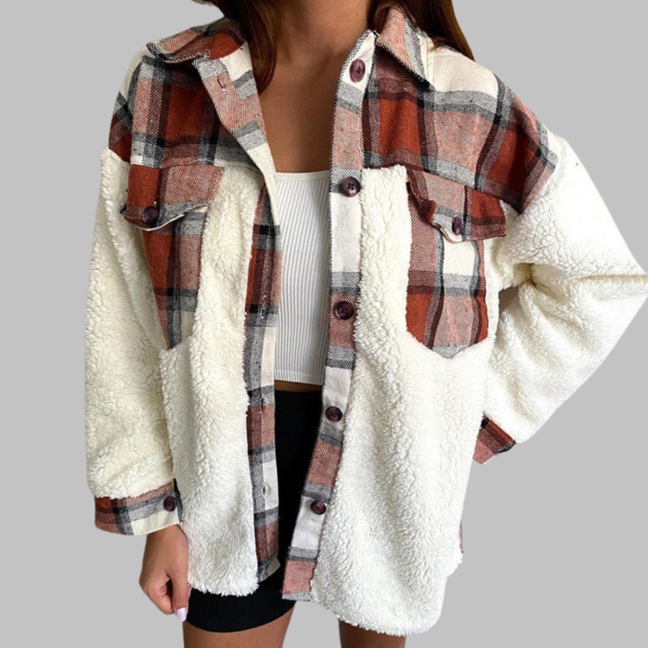 SUNNIE™ - Chaqueta a cuadros con botones y manga larga acogedora