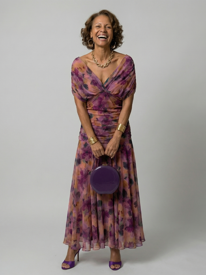 Calen | Vestido midi fluido sin hombros