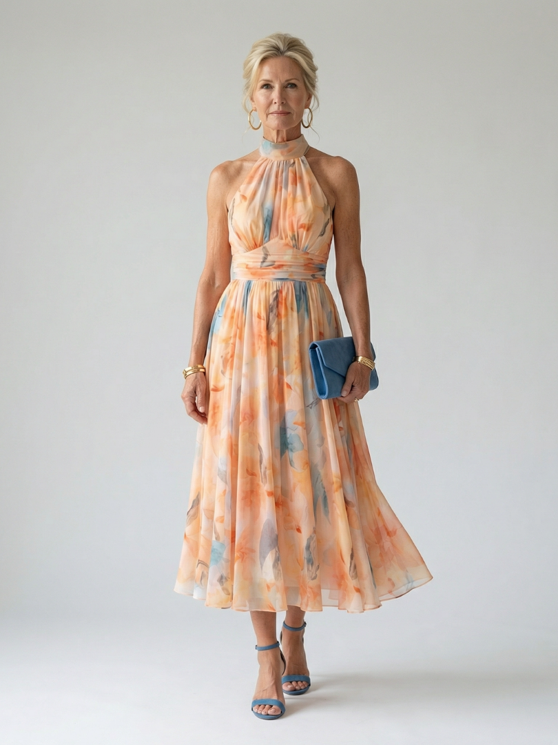 Elin | Vestido midi suave con cuello halter