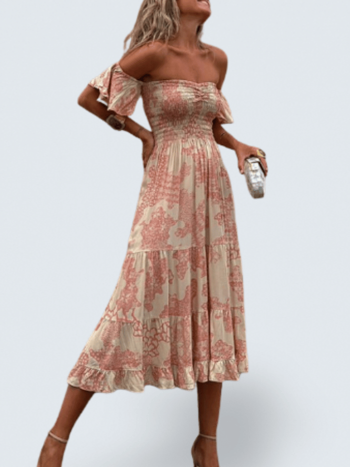 Romy | Vestido Midi Sin Hombros