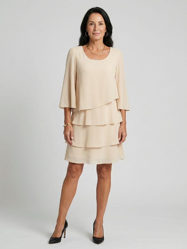 della | Knee-length layered bell sleeve dress