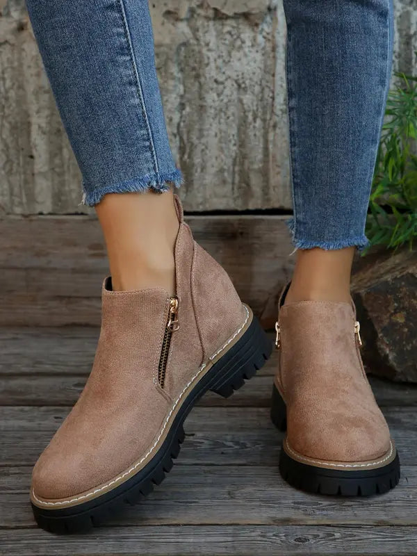 Isanoria - Botines de mujer elegantes de ante cómodos
