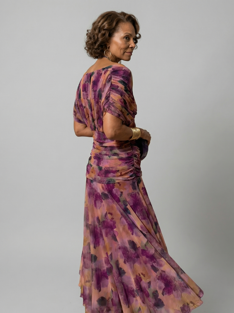 Calen | Vestido midi fluido sin hombros