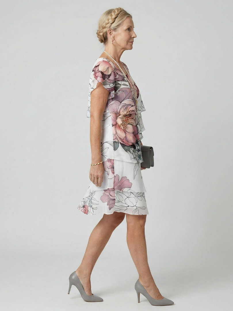 Kualani | Vestido limpio hasta la rodilla con estampado floral