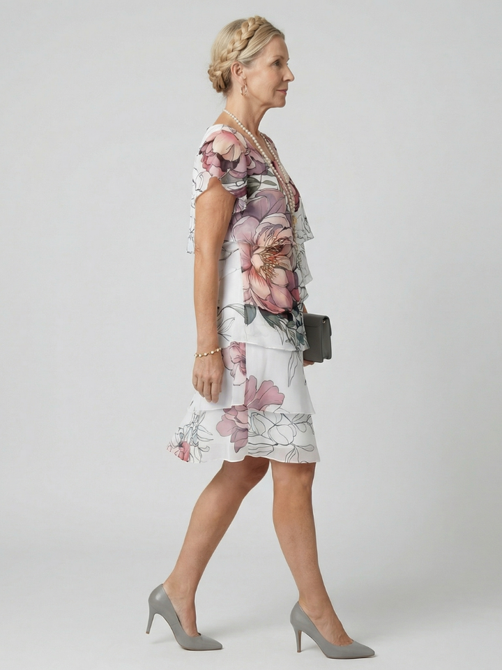 Kualani | Vestido limpio hasta la rodilla con estampado floral