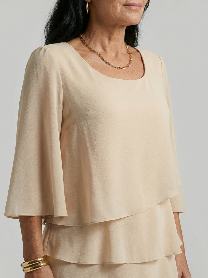 della | Knee-length layered bell sleeve dress