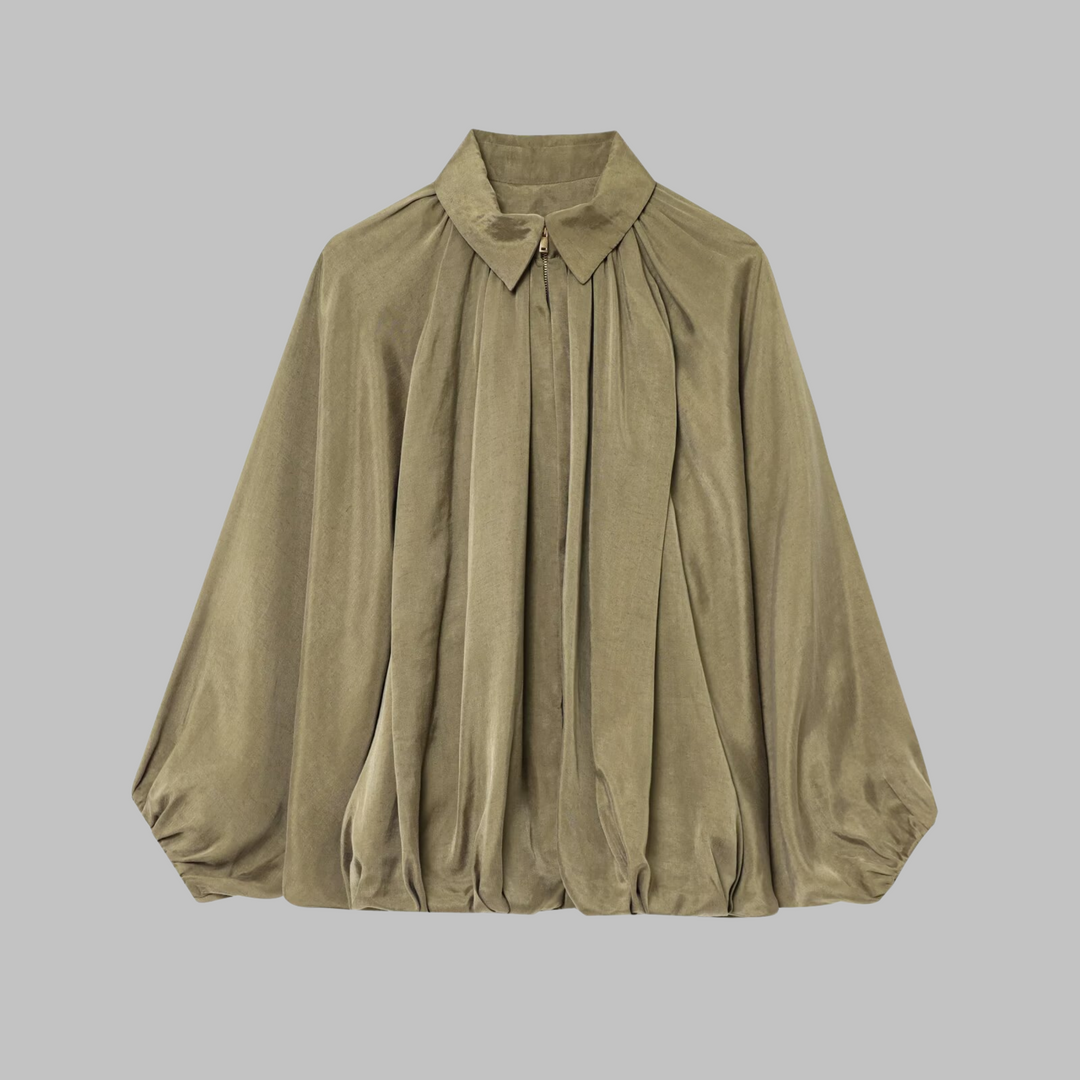 CHARLIZE™ - Chaqueta bomber vintage extragrande con mangas murciélago abullonadas