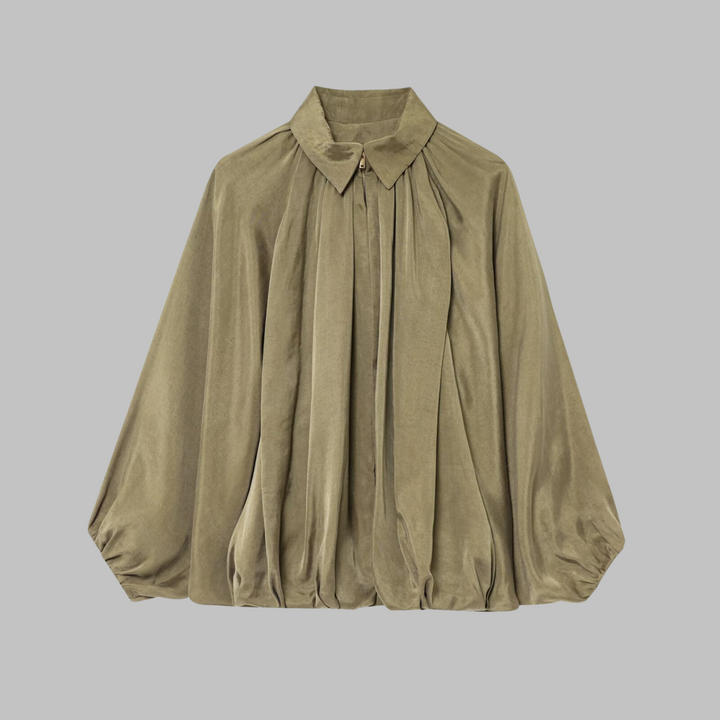 CHARLIZE™ - Chaqueta bomber vintage extragrande con mangas murciélago abullonadas