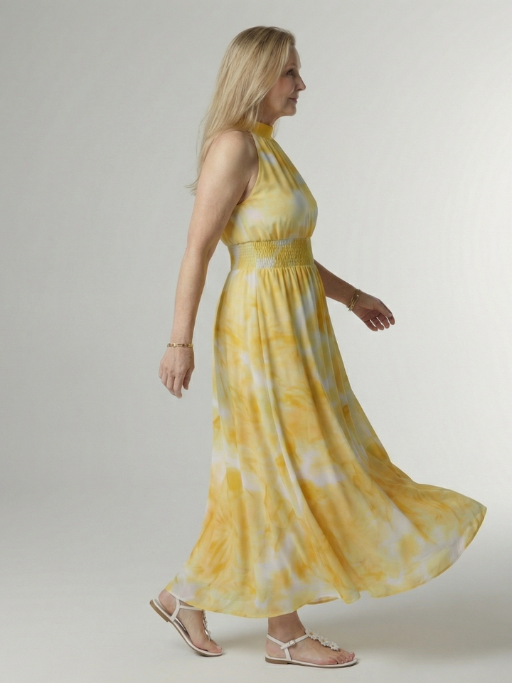 Sylin | Vestido midi fruncido con cuello halter
