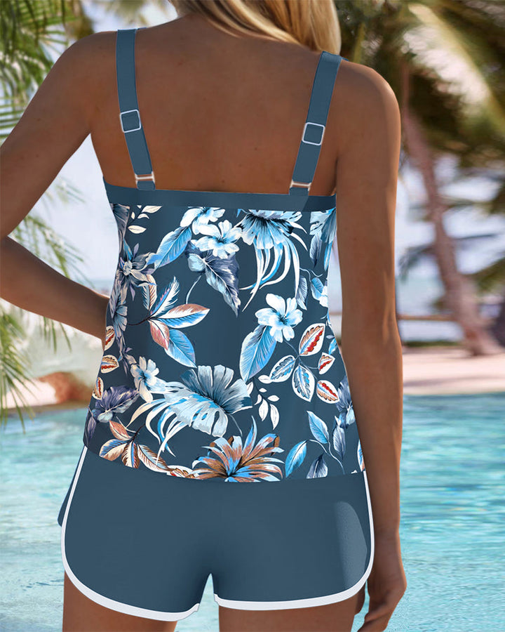 Imke | Tankini Cuello U Sin Mangas Estampado