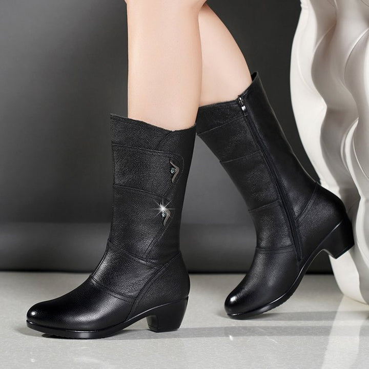 Catheriel - Botines de plataforma de tacón grueso a media pantorrilla para mujer