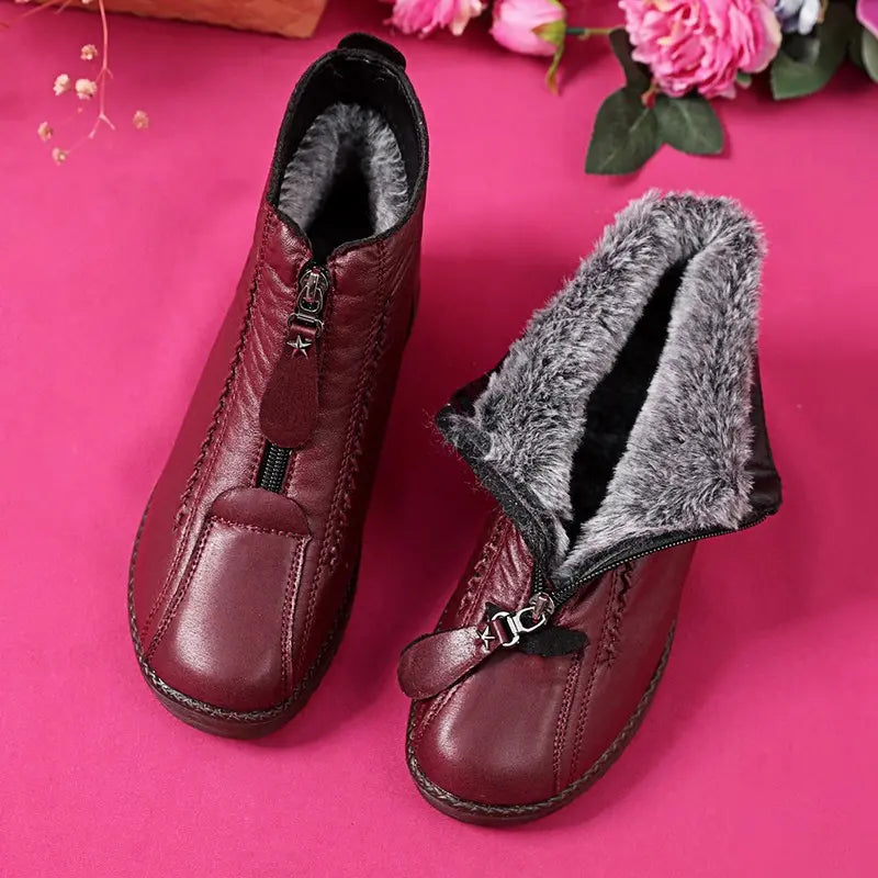 Lorencia™ - Botas de invierno de cuero natural con forro cálido y suela antideslizante