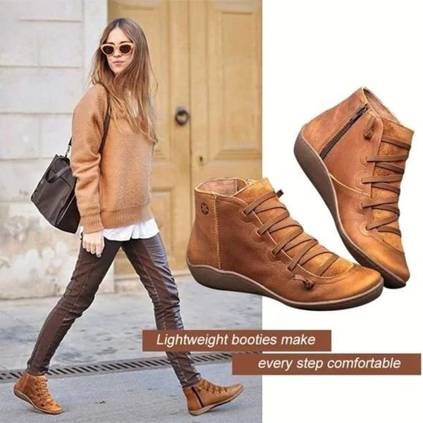 Rosalee - Botas de cuero cómodas con soporte para el arco del pie