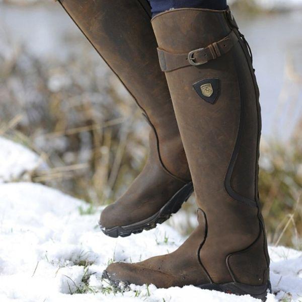 Averlina - Botas de montar de cuero impermeables