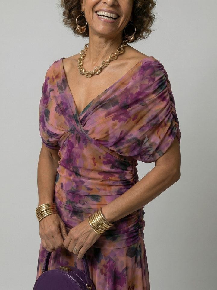 Calen | Vestido midi fluido sin hombros