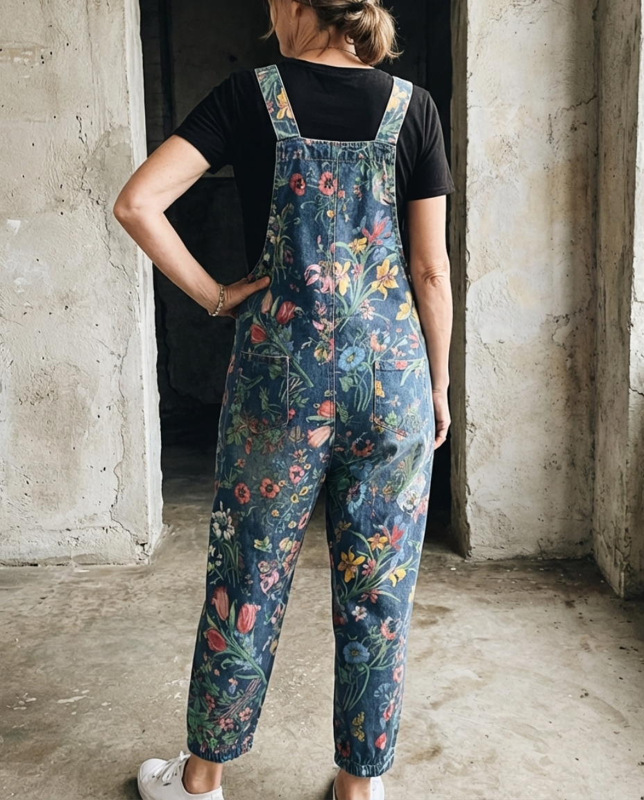 Flora | Peto Denim Oversize Estampado Floral
