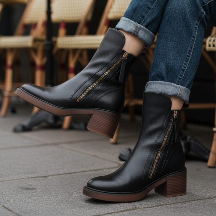 Helara - Botas de cuero negro elegantes y cómodas